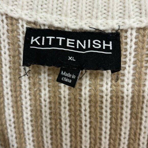 Kittenish (set) brown & cream V neck striped sweater & matching sweatpants XL - Picture 3 of 14